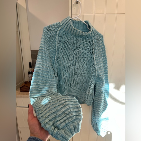 Free People Sweaters - Free People Light Blue Cowl Neck Sweater